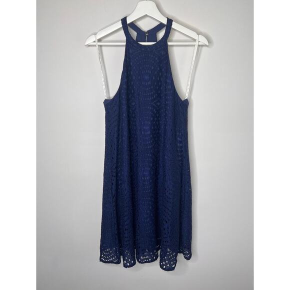 NWT Lilly Pulitzer Quinn Knotty Lace Halter Mini Swing Dress True Navy Women's M - Picture 3 of 10